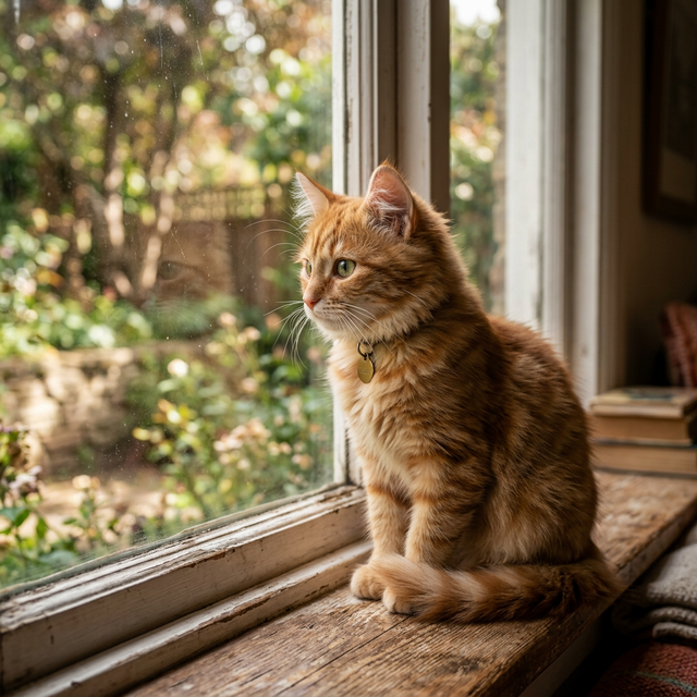 Fluffy orange tabby cat